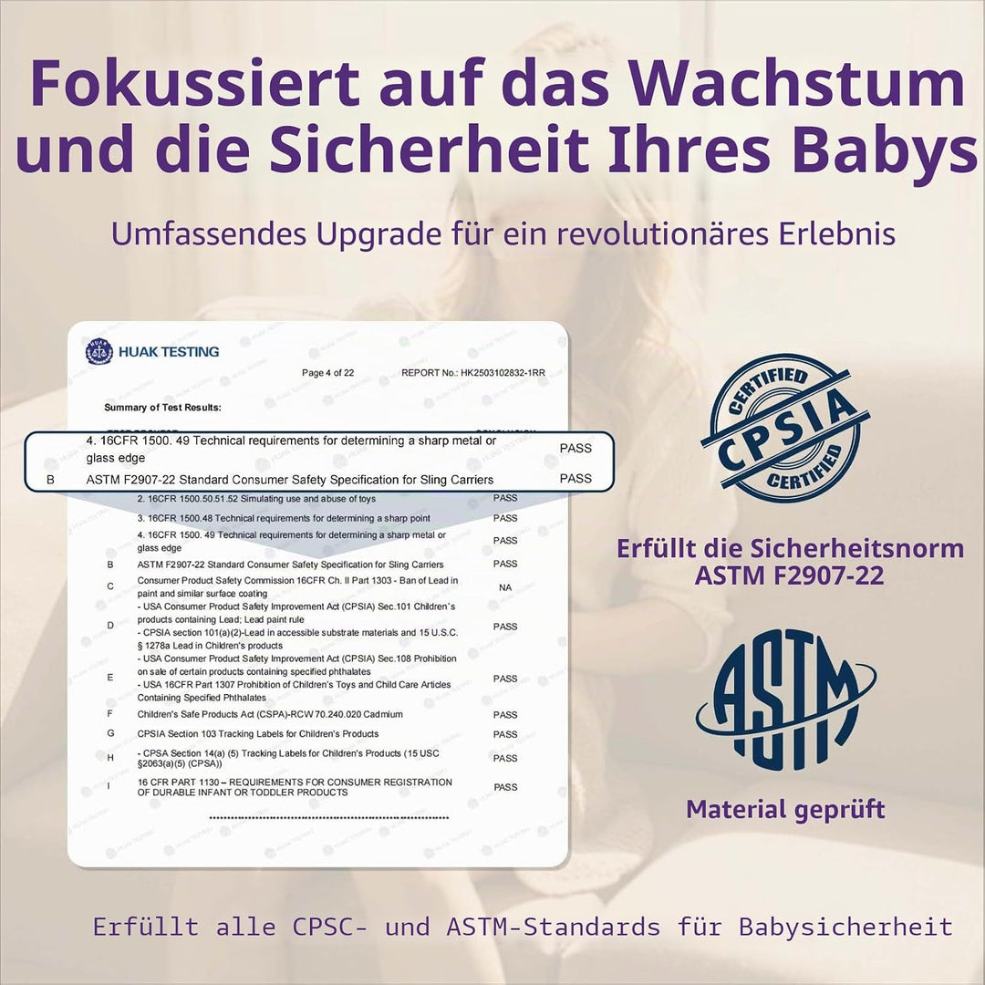 Ergonomische Babytrage mit Verstellbarem Gurt - 6-in-1 Neugeborenen-Kleinkind-Tragetuch, Atmungsakti