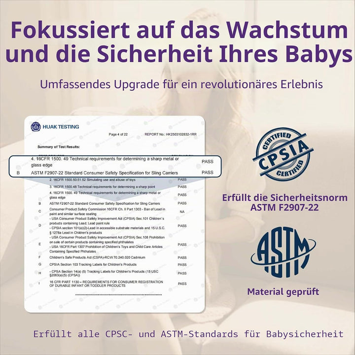 Ergonomische Babytrage mit Verstellbarem Gurt - 6-in-1 Neugeborenen-Kleinkind-Tragetuch, Atmungsakti