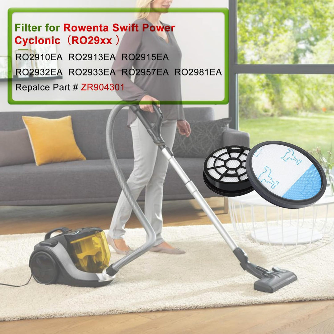 2 Stück HEPA Filter Set für Rowenta Swift Power Cyclonic RO29xx Staubsauger Filter RO2910EA RO2913EA