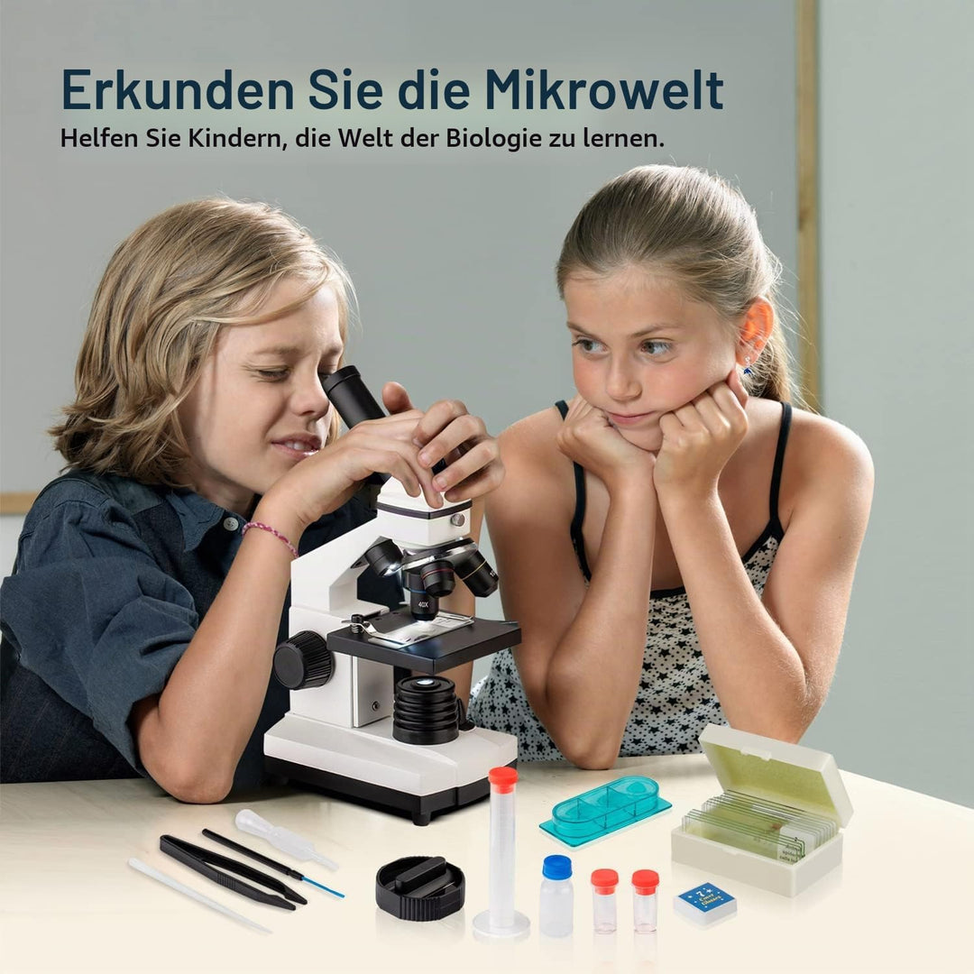 Mikroskop für Kinder 250X-2000X Mikroskop-Student Tragbares professionelles Optisches Monokulare Mik