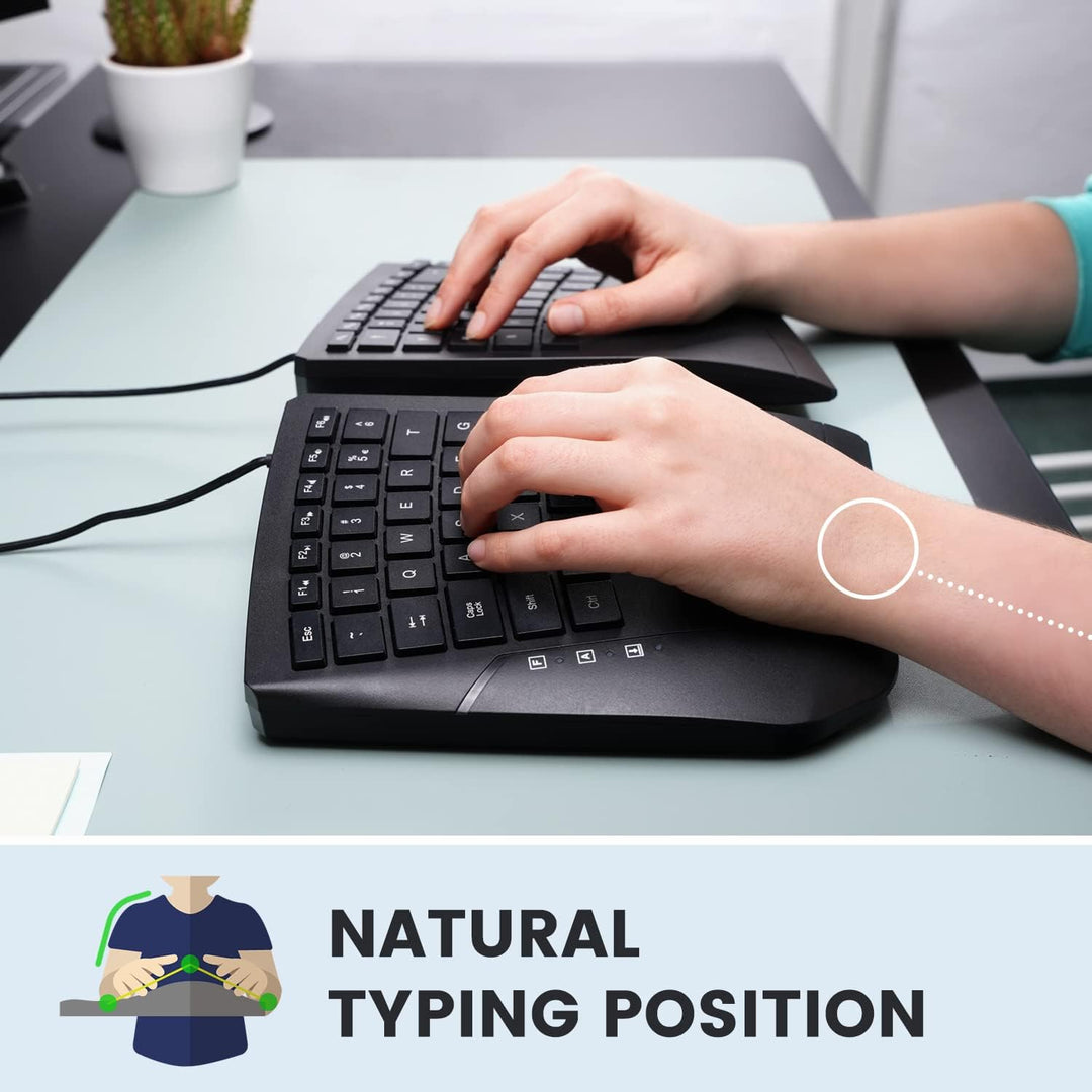 Perixx PERIBOARD-524B US, [Firmware aktualisiert] kabelgebundene ergonomische Split-Tastatur - Einst