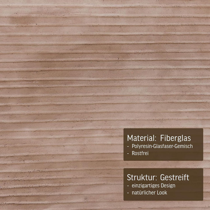 VIVANNO Pflanzkübel Blumenkübel aus Fiberglas Block 80 cm, Beige gestreift, 80x40x40 cm Beige Gestre