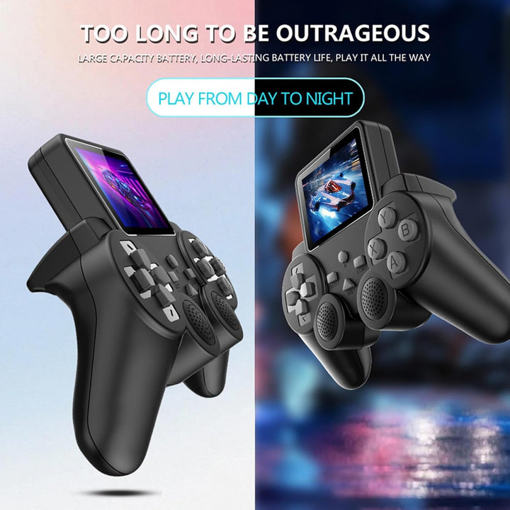 Handheld-Gamepad-Spielekonsole, Retro-Konsole mit 3-Zoll-Bildschirm und AV-Kabel für TV-Anschluss. E
