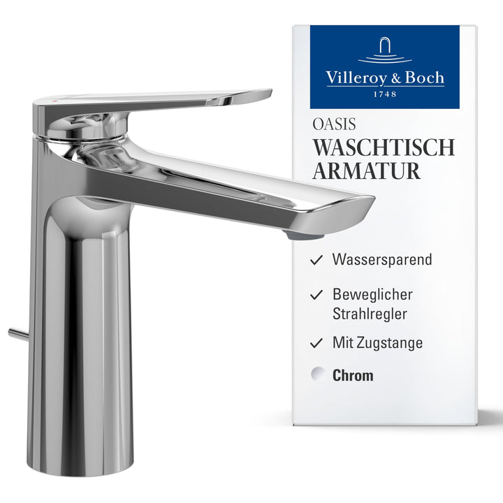 Villeroy &amp; Boch Oasis Waschtischarmatur - Waschbeckenarmatur wassersparend mit Keramikkartusche - Wa
