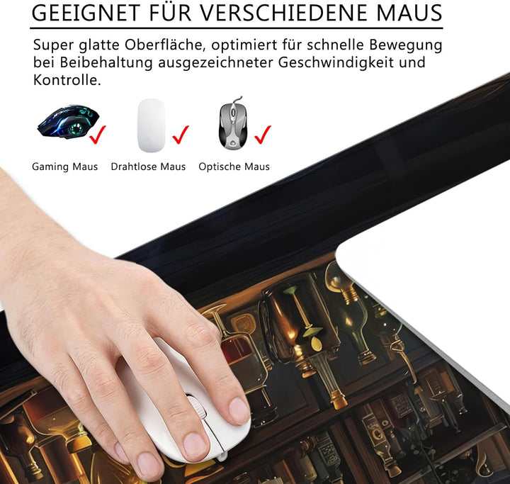 Schreibtischunterlage xl Mauspad Katze 80x30 cm Gross Gaming Mousepad PC Professionelle Gamer Mauspa