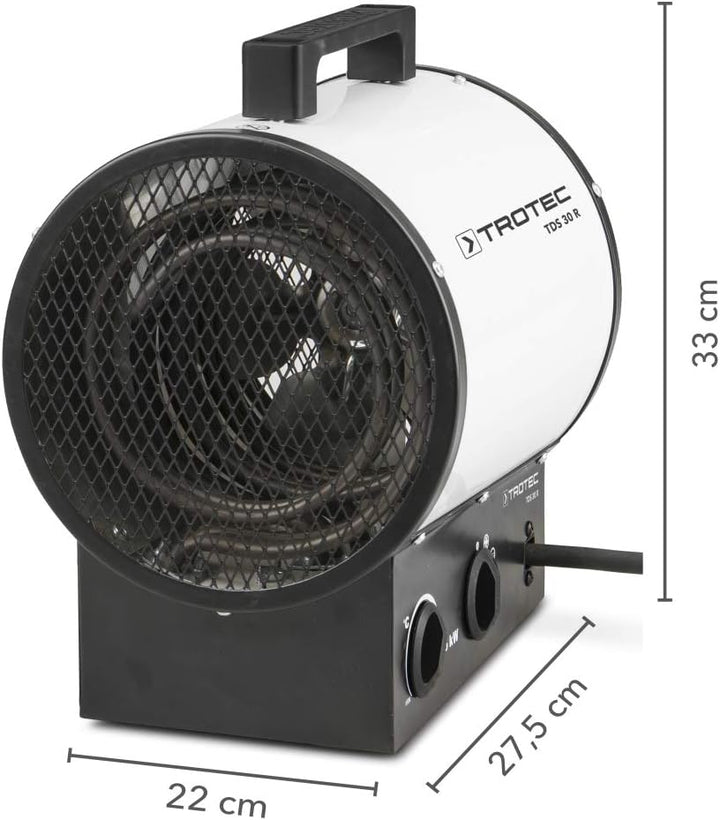 TROTEC Bauheizer TDS 30 R – Heizleistung 2,5 kW / 5 kW – Elektroheizer Luftmenge 580 m³/h – Heizlüft