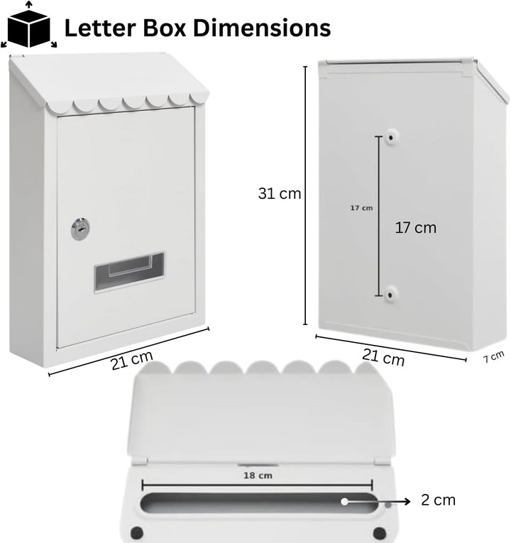 Assorted Collections Wandbriefkasten, verzinkter Stahl, abschliessbarer Briefkasten mit 2 Schlüsseln