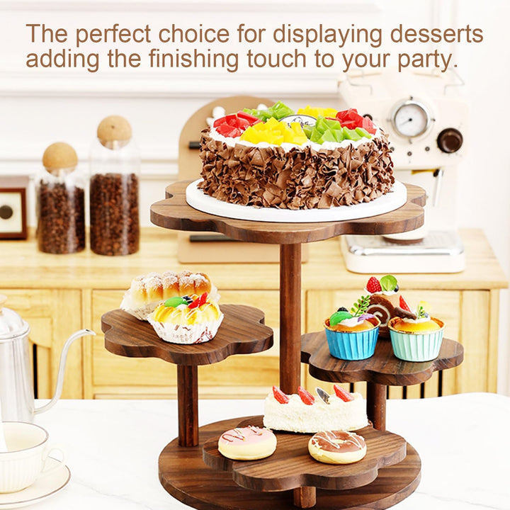 RATSTONE Etagere Tortenständer/Cupcake Ständer Aus Holz 4 Etagen,Desser Halter Turm Serviertablett M