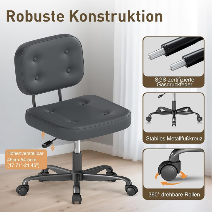 AnyGod Bürostuhl ohne Armlehne, höhenverstellbarer Drehstuhl mit Rollen, Schreibtischstuhl aus Kunst