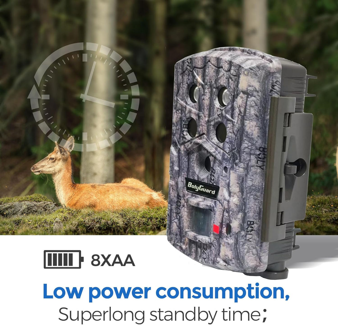 BolyGuard Wildlife Wildkamera 45MP 4K HD Jagdkamera 30,5 m Erfassungsreichweite 40 Stück 940 nm IR-L