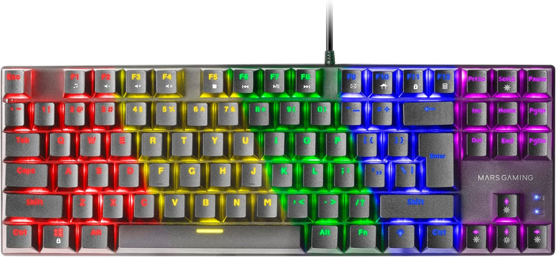 MARSGAMING MK80 Schwarz, Mechanische Gaming Tastatur TKL FRGB, Antighosting, Switch Mechanischer Bra