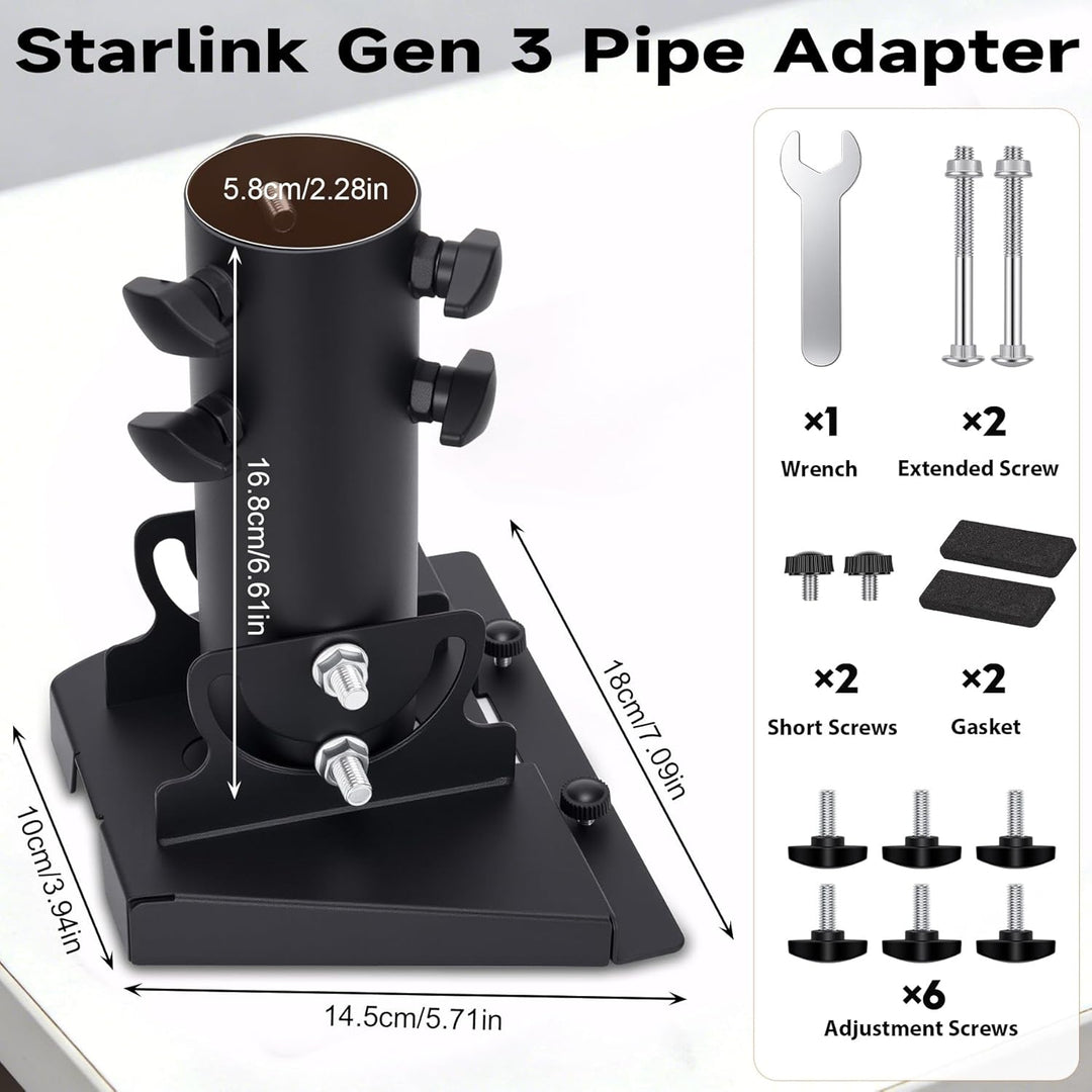 Starlink Gen 3 Halterung 180° Verstellbar, Gen 3 Rohradapter Masthalterung für Wand Dachmontage, Roh