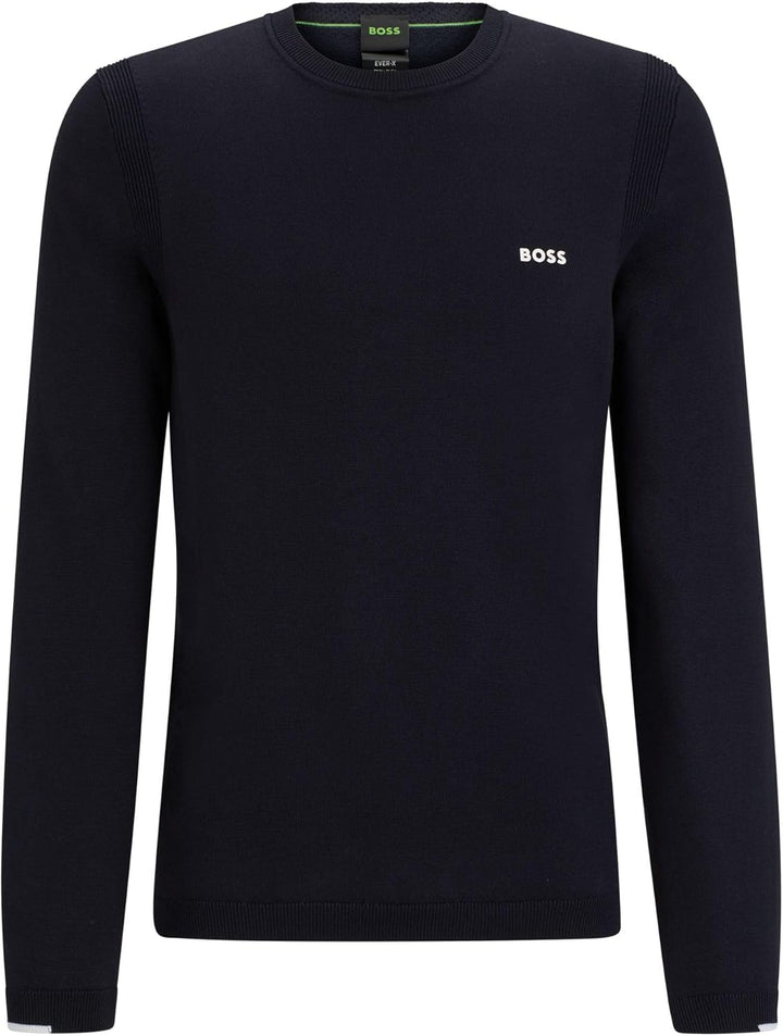 BOSS Herren Ever-X CN Regular-Fit Pullover aus Baumwoll-Mix mit Logo-Print L Dark Blue402, L Dark Bl