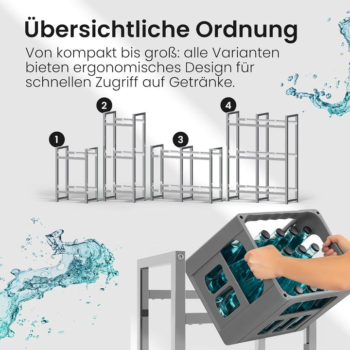 CLP Getränkekistenständer Metall freistehend Stack, platzsparendes Getränkekistenregal robust und pl