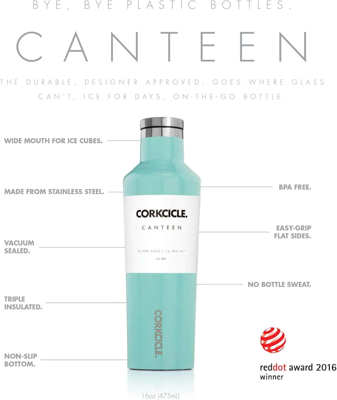 Corkcicle 2016MB Gloss Vinnebago Thermosflasche, Edelstahl, 16 Ounces, Matte Black Matte Black 473 m