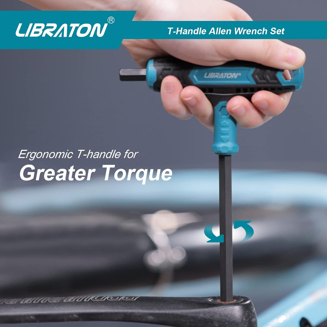 LIBRATON T-Griff schlüssel-Satz, SAE T Griff Schraubendreher Set 7tlg, 1/8"-3/8",Innensechskant Stif