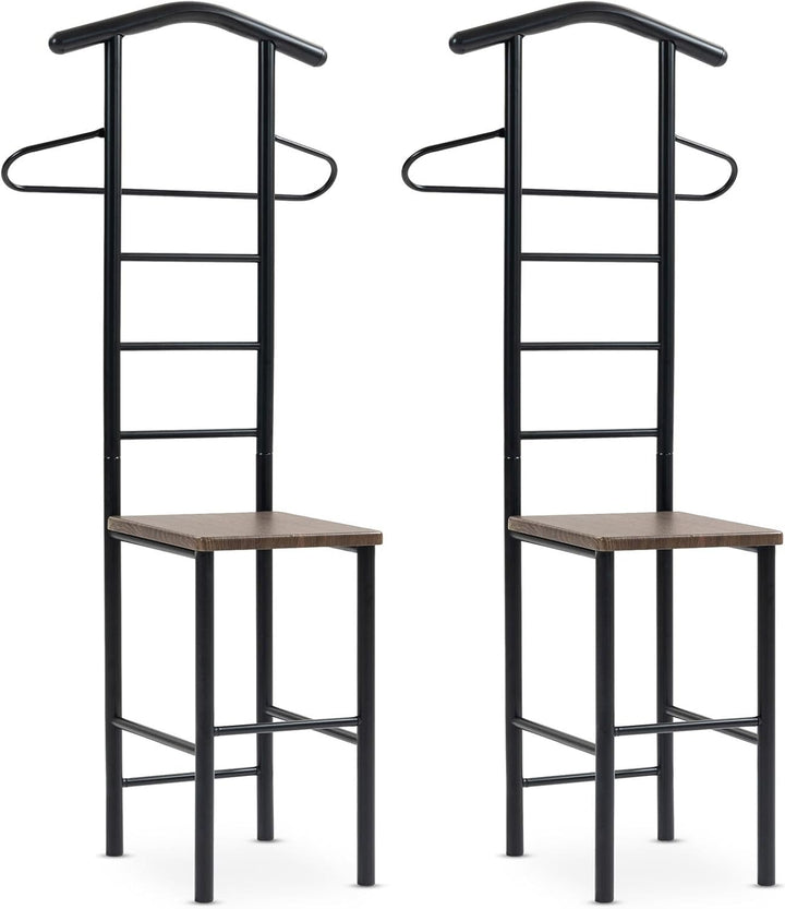 Herrendiener JIVO 2er Set, schwarz/braun – stummer diener mit ablage aus Metall und MDF, kleiderstän