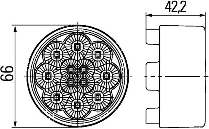 HELLA - Blinkleuchte - LED - 24V - Einbau/Schraubanschluss - Lichtscheibenfarbe: glasklar - hinten/l
