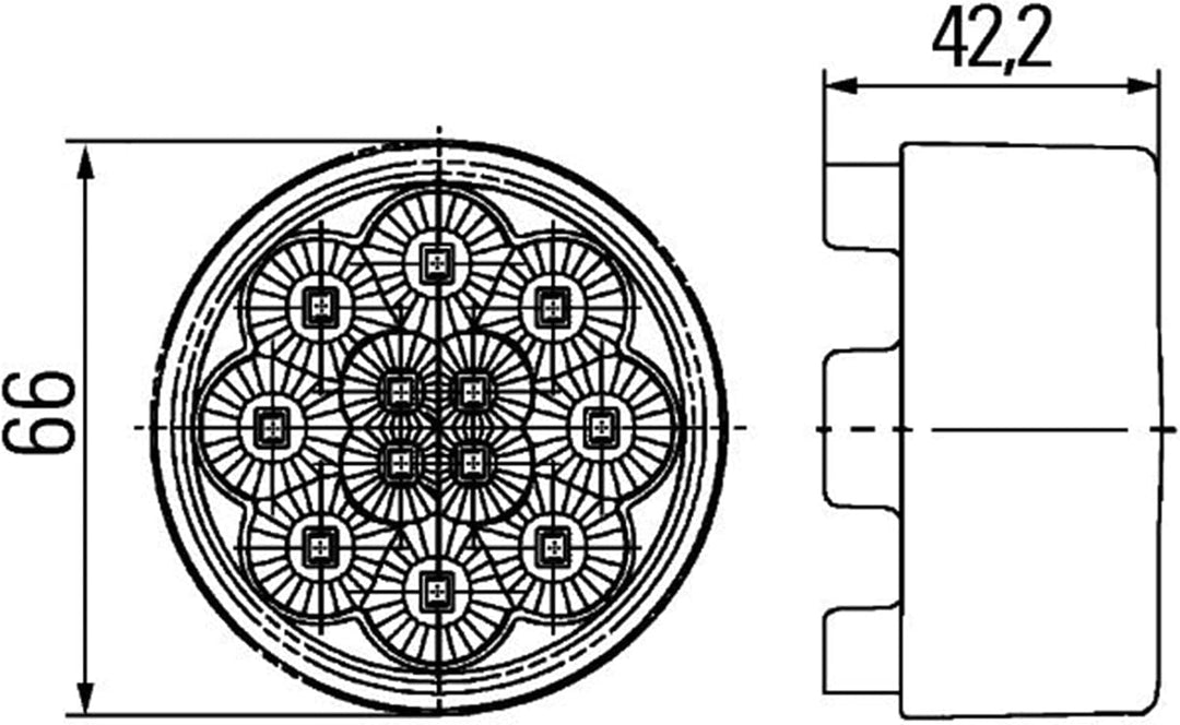 HELLA - Blinkleuchte - LED - 24V - Einbau/Schraubanschluss - Lichtscheibenfarbe: glasklar - hinten/l