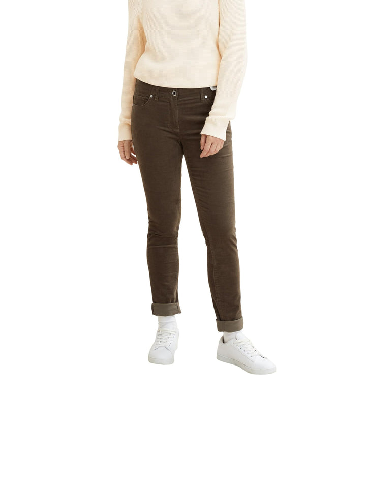 TOM TAILOR Damen Alexa Slim Samthose 32W / 30L 18123 - Tarmac Khaki, 32W / 30L 18123 - Tarmac Khaki