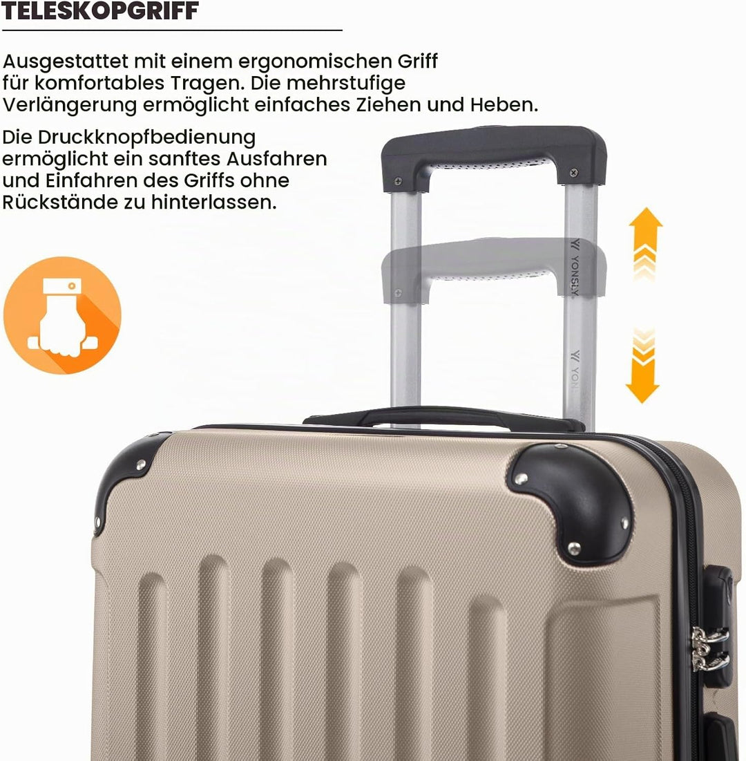 Trolley Koffer Suitcase, Reisekoffer, Rollkoffer Handgepäck, Hartschalenreisekoffer mit 4 Rollen 360