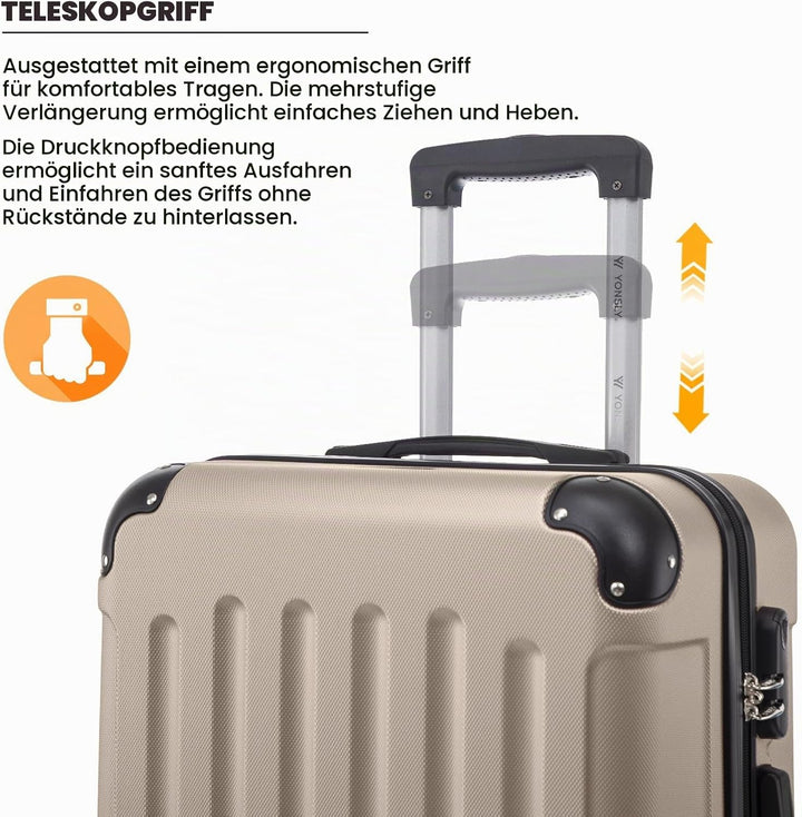 Trolley Koffer Suitcase, Reisekoffer, Rollkoffer Handgepäck, Hartschalenreisekoffer mit 4 Rollen 360