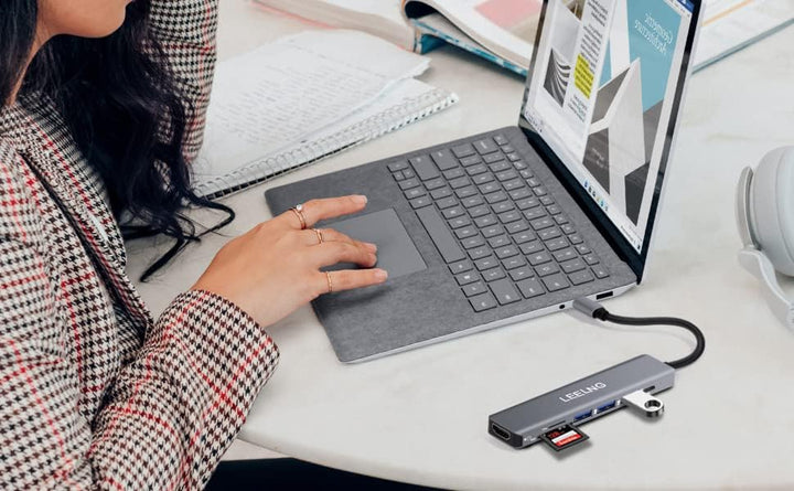 FITLONG 7-in-1 USB C Hub für MacBook, 4K HDTV, SD/TF-Kartenleser, USB C Docking Station für Computer