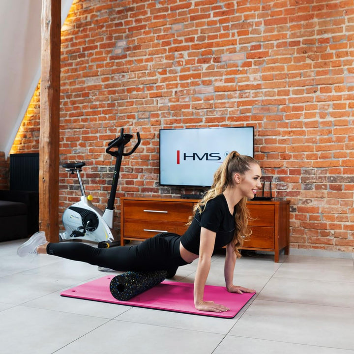 HMS Fitness Yoga Pilates Matte mit rutschfester Unterseite violett / schwarz, violett / schwarz