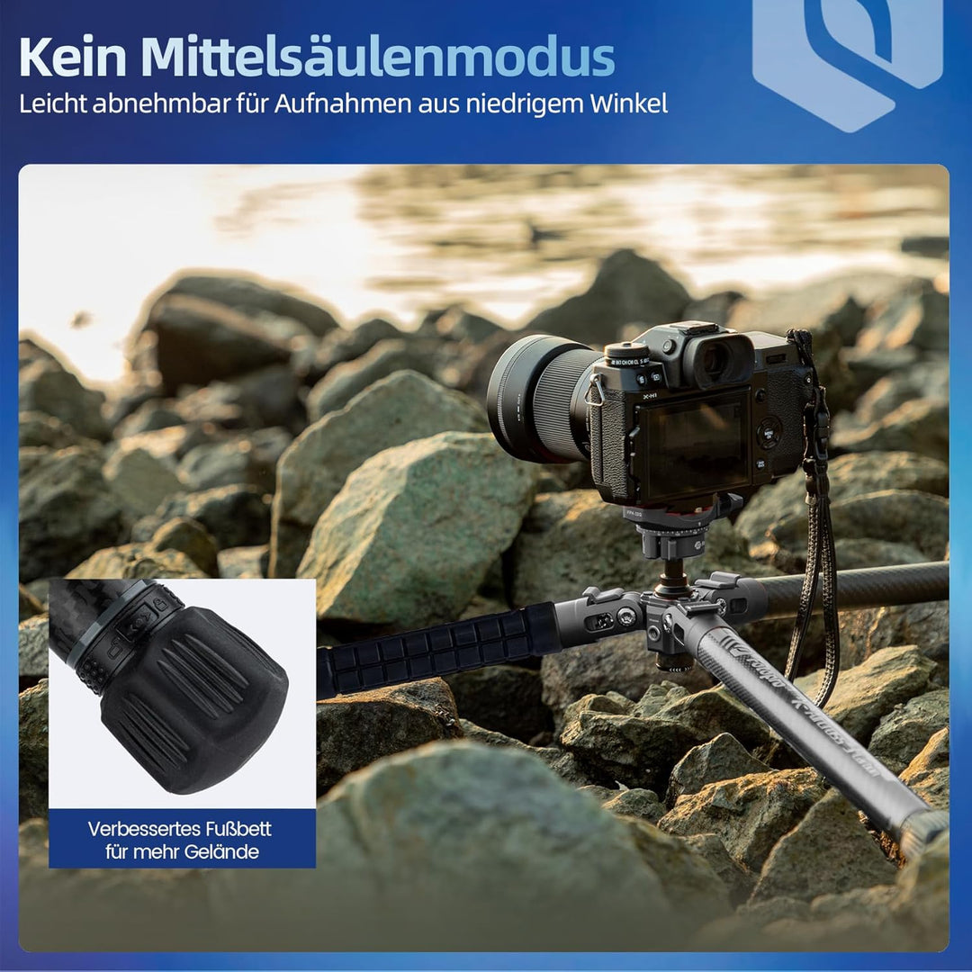 Fotopro X-Aircross 3 Lite 157cm Leichtes Reisestativ Kohlefaser mit Panorama Kugelkopf 0.81kg Ultral