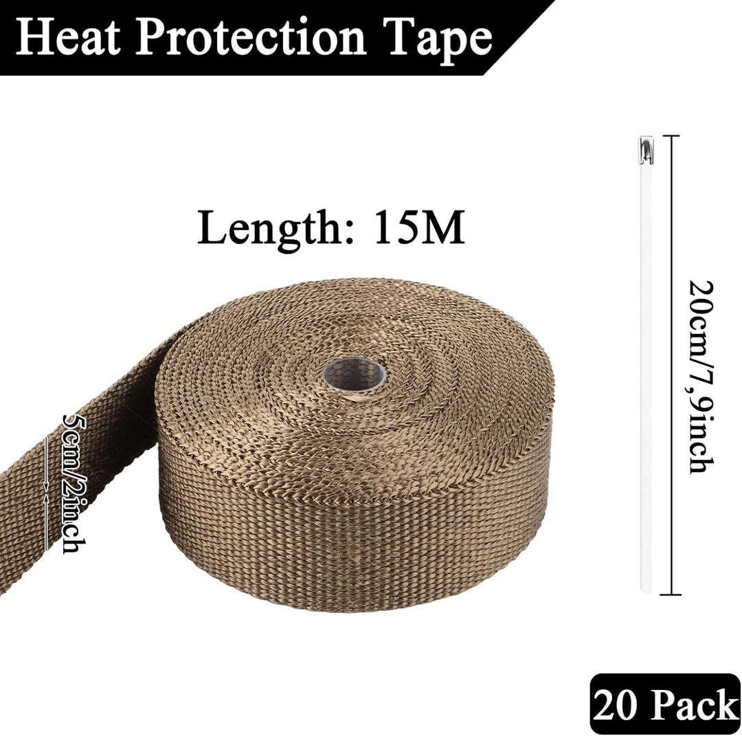 MUXHEL 15M x 5CM Hitzeschutzband, Hitzeschutzband Auspuff, Auspuff Dichtband, Auspuff Hitzeschutzban