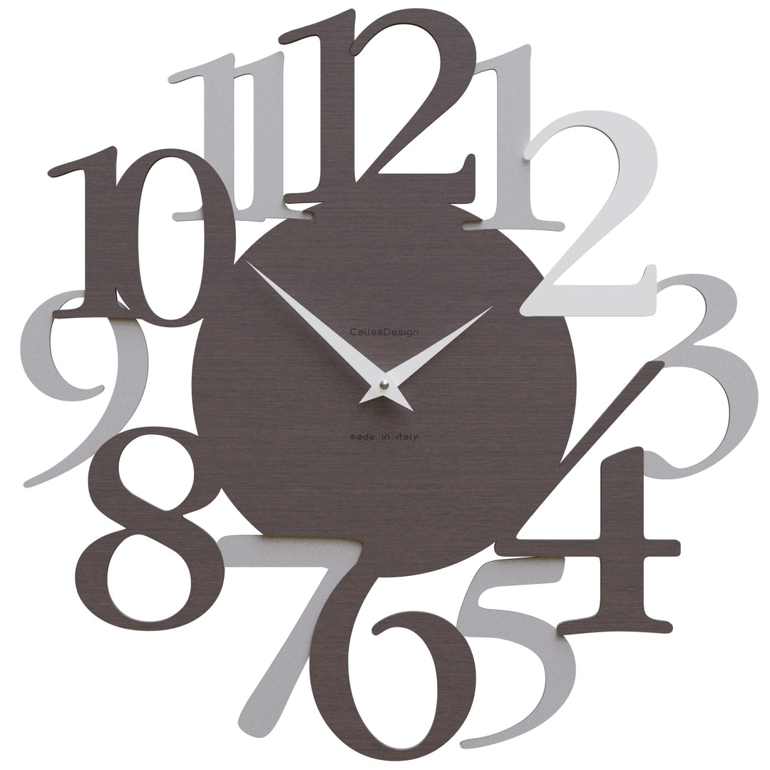 CalleaDesign Russell Wanduhr Weiss Wengé-Eiche Aluminium Elegantes Originelles Hochwertig 45 cm Mode