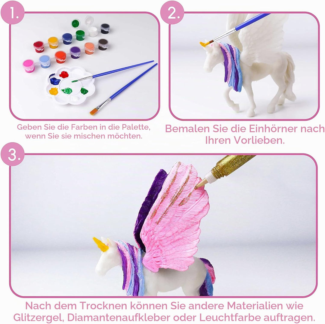 BONNYCO Einhorn Geschenk für Mädchen Malset 18, Bastelset Kinder mit Dunkeln Leuchtender Farbe. Mädc