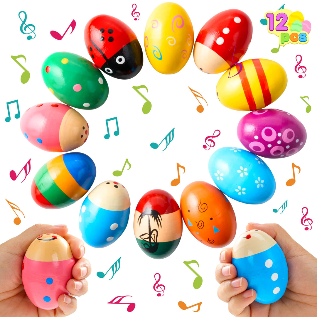 JOYIN 12 Stück 3 "(7,6 cm) Hölzerne Eierschüttler Maracas Percussion Musical für Party -Gefälligkeit