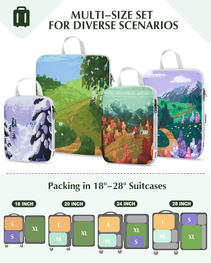 Gonex Compression Packing Cubes 4er Set, Gonex Kleidertaschen 4-teilig Verpackungswürfel, Kleidertas