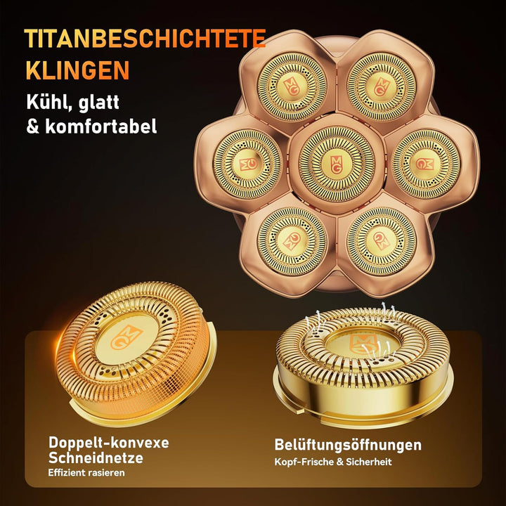 7D PRO Glatzen Rasierer Herren,MAXGROOM IPX6 Wasserdicht Kopfrasierer Glatze mit Magnetische Schwebe