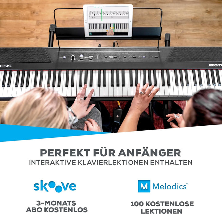Alesis Recital - E Piano 88 Tasten für Einsteiger mit Halbgewichteten Volle Grösse Klavier, Lautspre