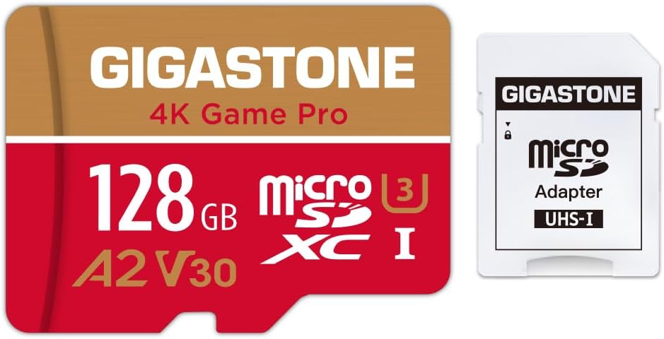 [5 Jahre kostenlose Datenwiederherstellung] GIGASTONE 128GB Micro SD Karte, 4K Game Pro, bis zu 100/
