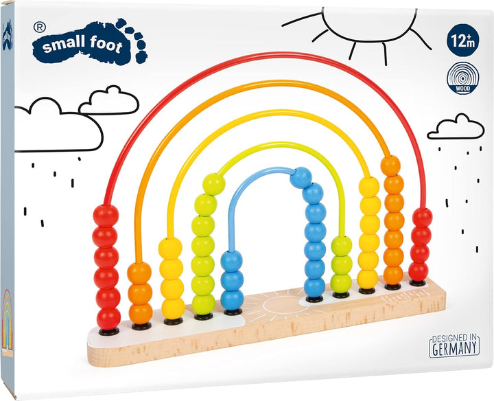 small foot Motorikschleife und Abakus, ab 12 Monaten, in Regenbogenfarben, mit 50 bunten Holzperlen,
