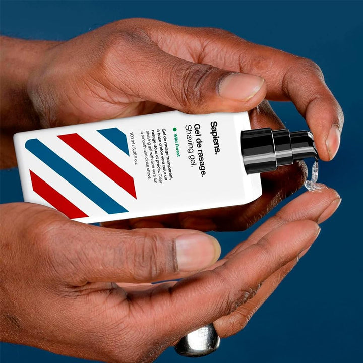 Sapiens Barbershop Barbier Rasierset - Rasiermesser, 120 Rasierklingen, Transparentes Rasiergel, Feu