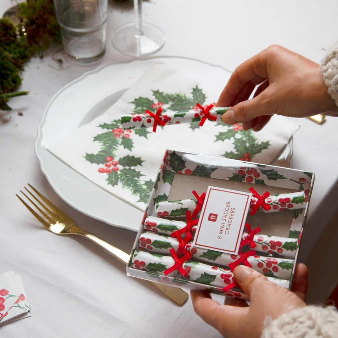Talking Tables 20 XL Servietten Weihnachtspapier mit Stechpalmen-Design | Luxus-Einweg-Servietten |