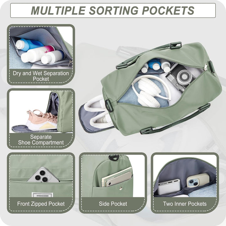 HYC00 Sport Duffel Bag Damen Handgepäck Sporttasche für Damen und Herren mit Nassfach &amp; Schuhfach, R