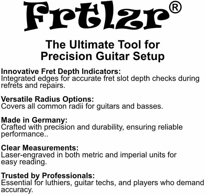 Radiusmessgeräte 2 Stück Set Gitarre Bundschlitz Tiefenmesser Professionelles Setup Tool Radius Mess