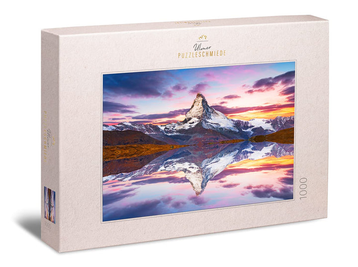 Ulmer Puzzleschmiede - Puzzle „Matterhorn“ - Klassisches 1000 Teile Berg-Puzzle – Das schneebedeckte