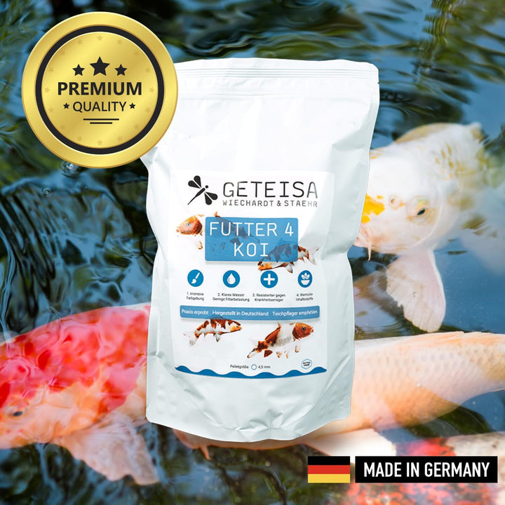 GETEISA Futter 4 Koi 10 kg - Hochwertiges Basis-Koi-Futter mit 4,5mm Pellets, Nährstoffreich, Förder