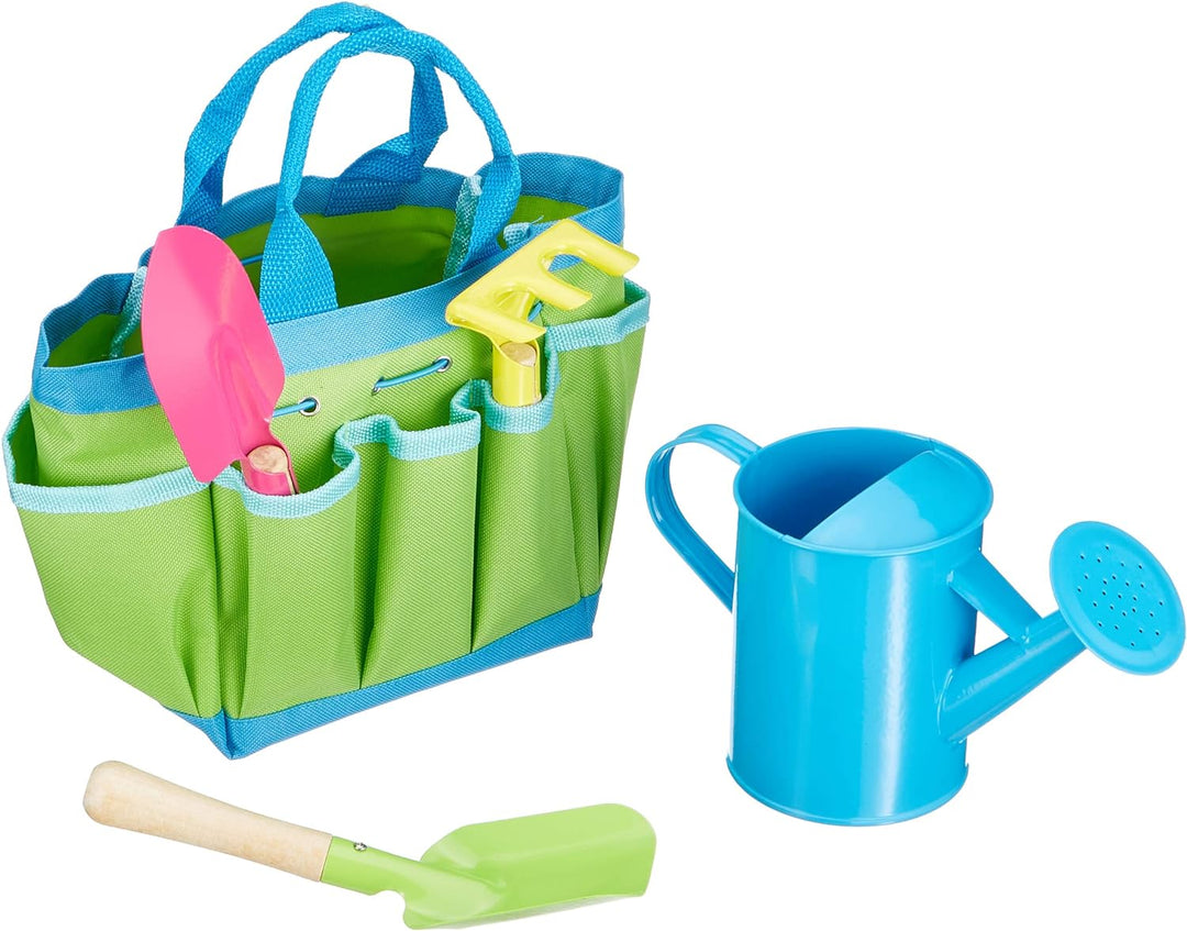goki 63892 Gartenwerkzeug mit Tasche: L= 15,2 - 21,5 cm, Material: Holz, Textil und Metall, 5 Teile