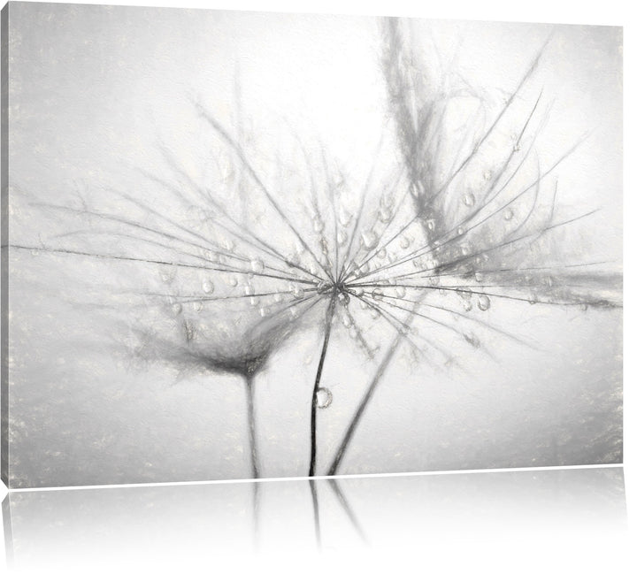 Pixxprint Pusteblume bedeckt mit Tropfen als Leinwandbild/Grösse: 100x70 / Wandbild/Kunstdruck/ferti