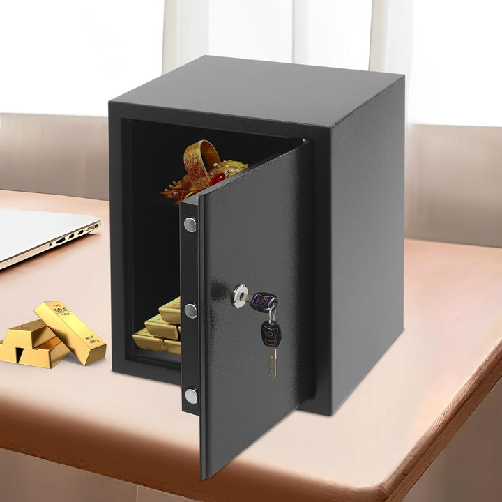 Safe Tresor mit Schlüssel, 35L Möbeltresor aus hochwertige Stahl, Sicherheitsschrank Geldsafe für Zu