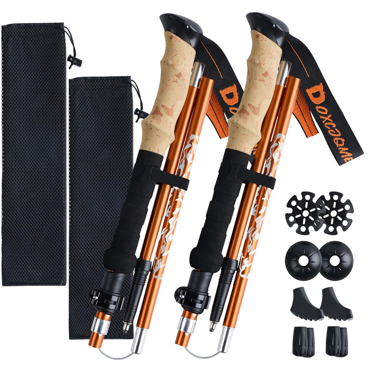 Trekkingstöcke 2 Aluminium Walking Stöcke Foldable 110-130 cm Hiking Pole Set of Rubber Buffer & Bag