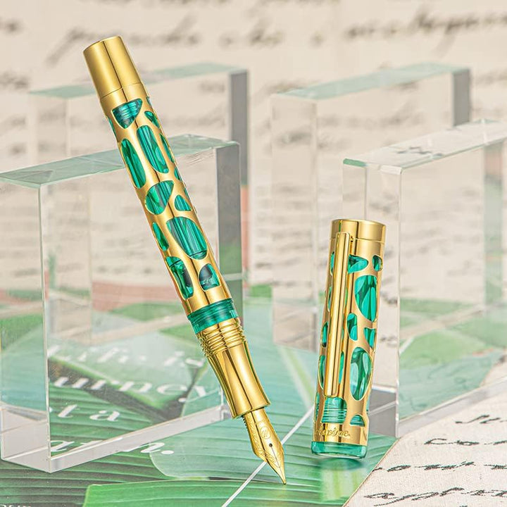 Asvine V169 Vakuum-Füllfederhalter Iridium extra feine Feder, Wassertropfen-Skelett-Goldrand, transp