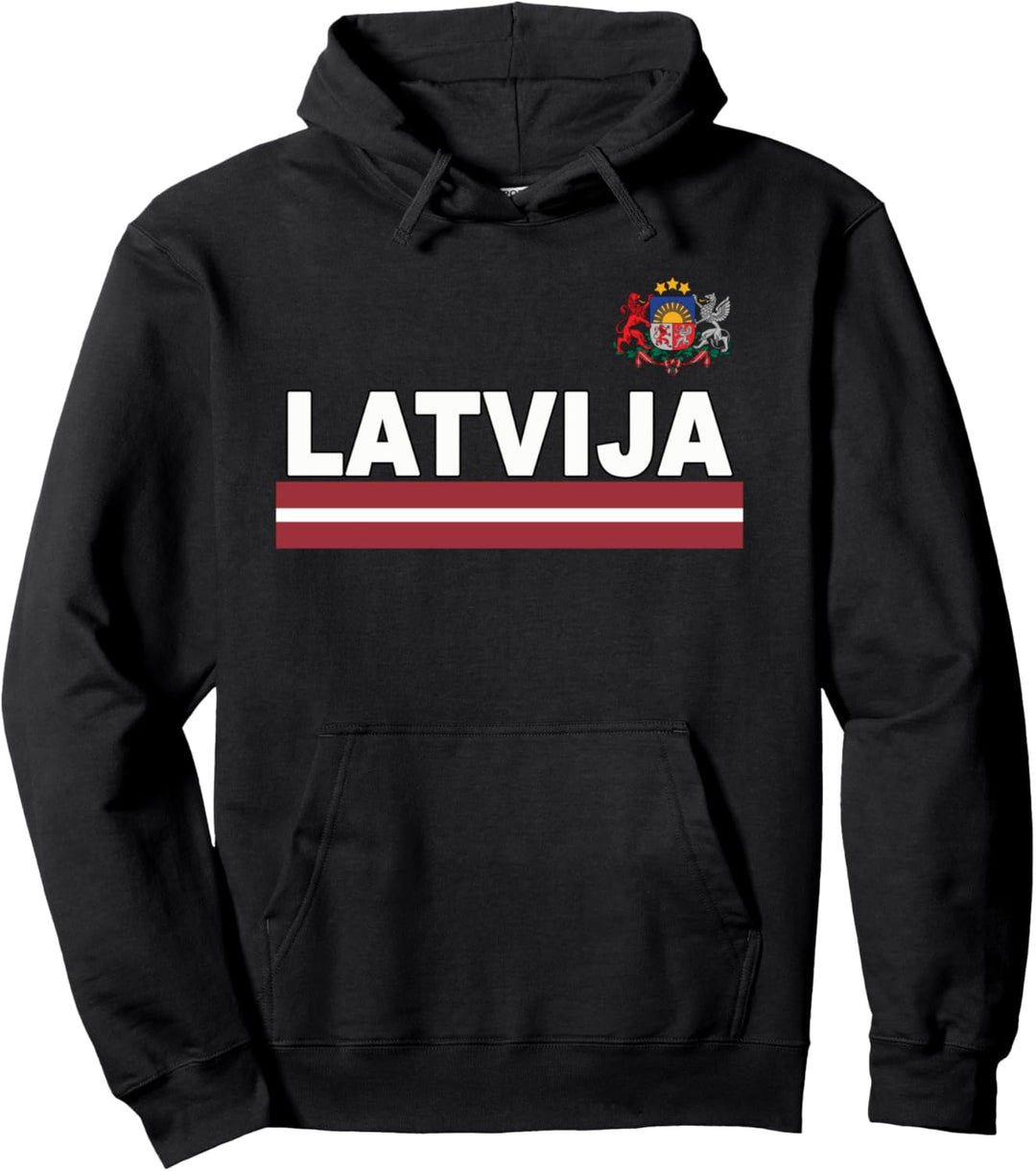Latvian Sports-style Flag and Emblem Latvija Design Pullover Hoodie